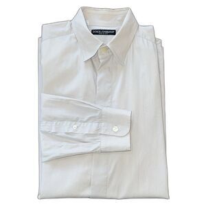 Dolce & Gabbana Slim Fit Stretch Dress Shirt Gray Kent Collar Italy 16.5 Luxury